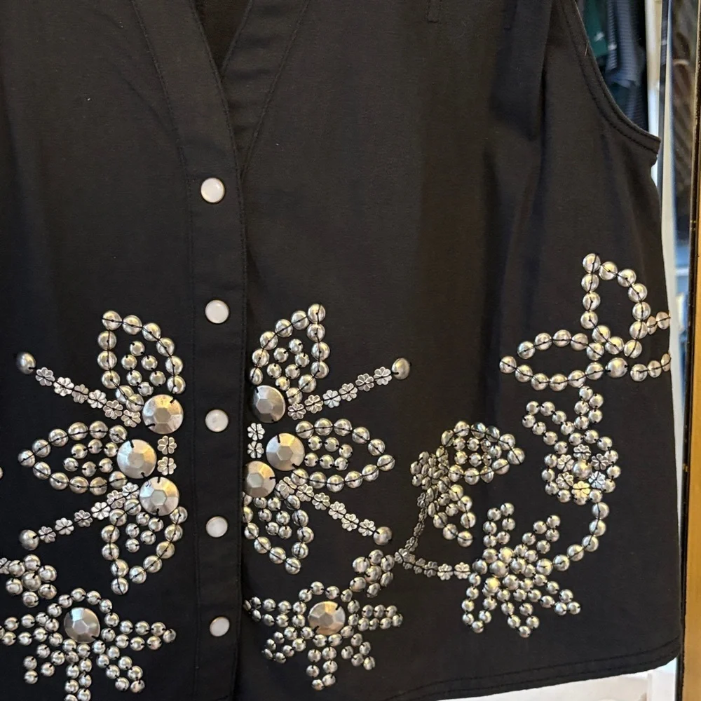 Free People Black Pearl Embellished Blouse - Picture 5 of 13